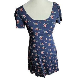 Women's Navy Floral Scoop-Neck Mini Dress